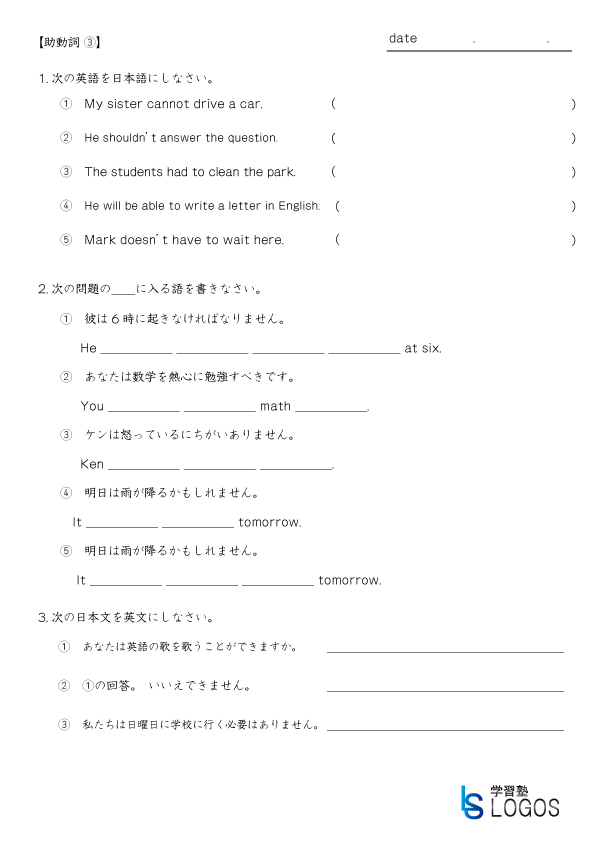 英文法トレーニング 助動詞